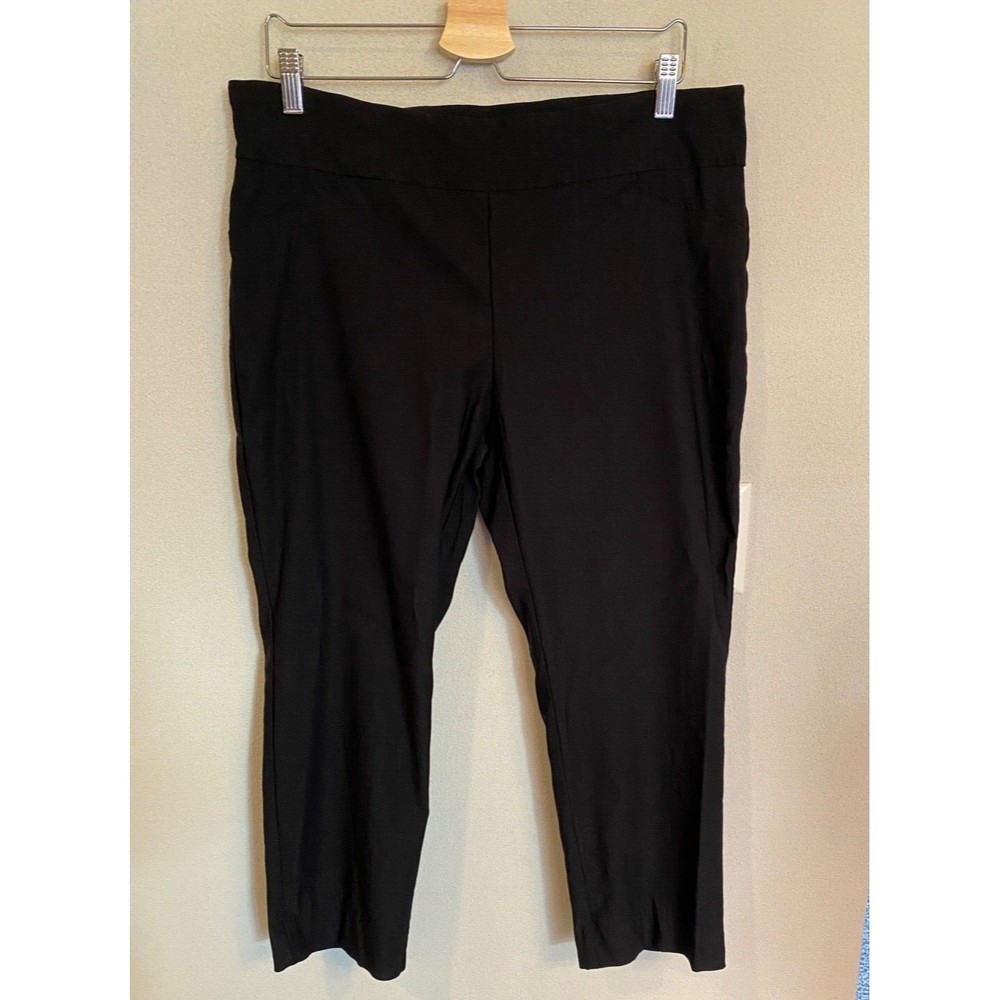 Charter Club Women's Cambridge Tummy-Control Slim-Leg Pants Black Size 16 Petite